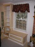 Window bench seat with bookcase unit next to it - unpainted